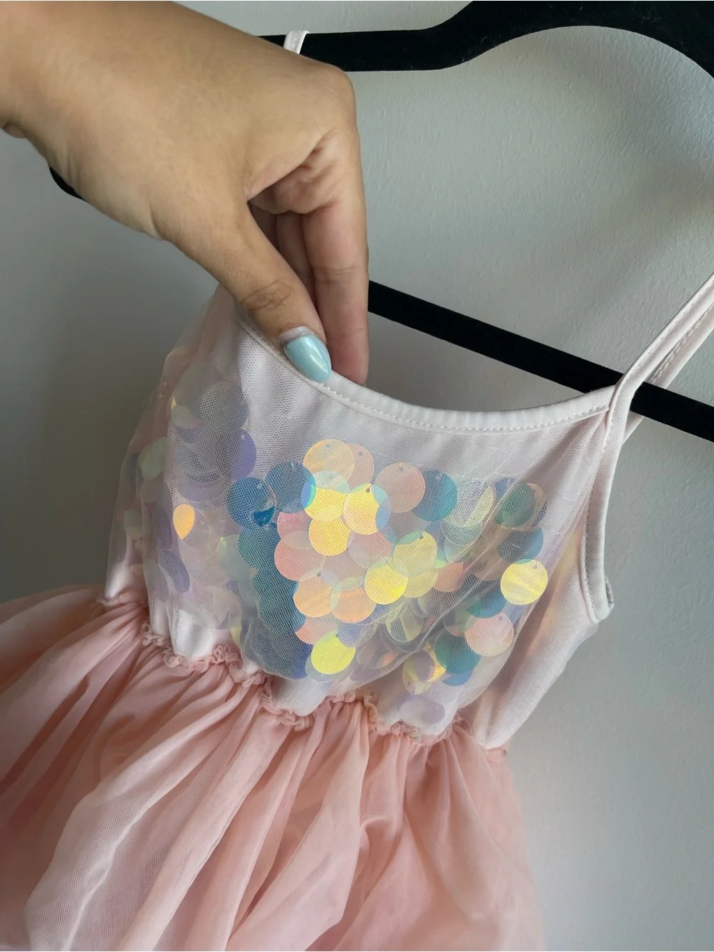 Lola + the Boys Pastel Sequin Tulle Tiered Costume Dress - Pink, Peach & Blue
